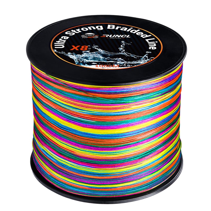 RUNCL Braided Fishing Line, 8 Strand Abrasion Resistant Fishing Line Braid, Super Durable, Smooth Casting, Zero Stretch, Smaller Diameter, Hi Vis, 328-1093 Yards, 12-100LB(55LB,1093yds) - Image 1